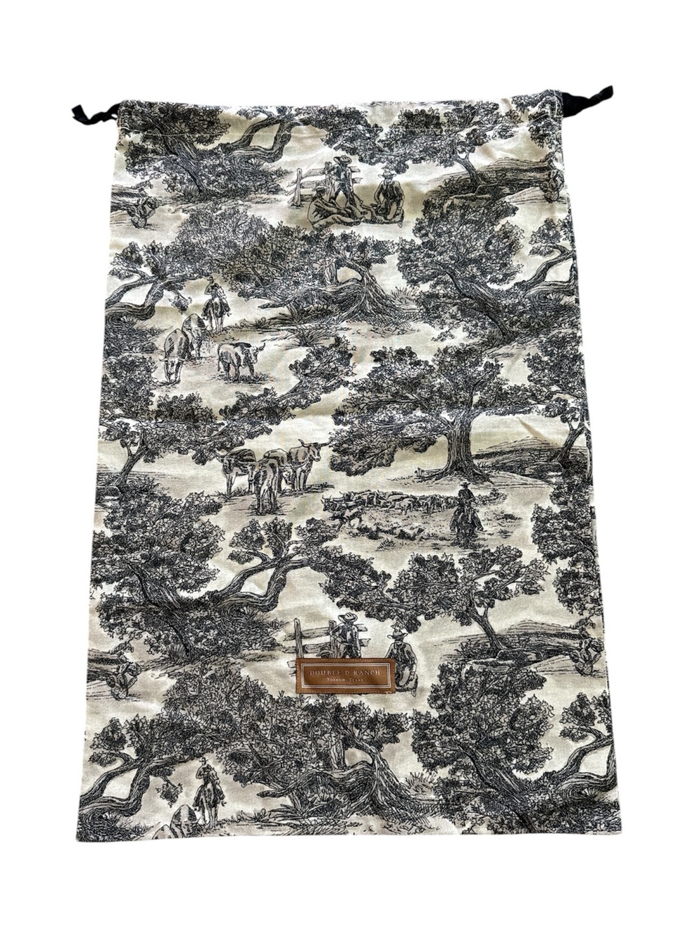 Double D Ranch Black Cream Toile Drawstring Tall Boot Bag Travel Bag Western